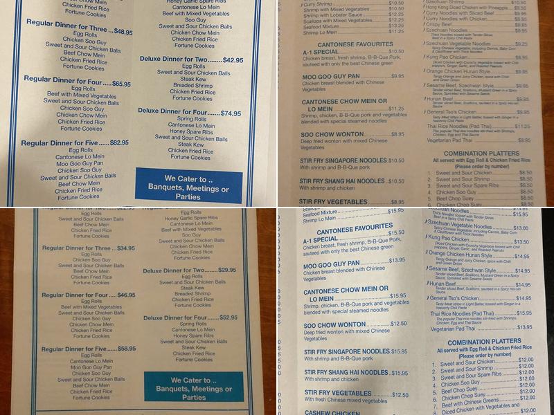 A-1 Chinese Restaurant Menu
