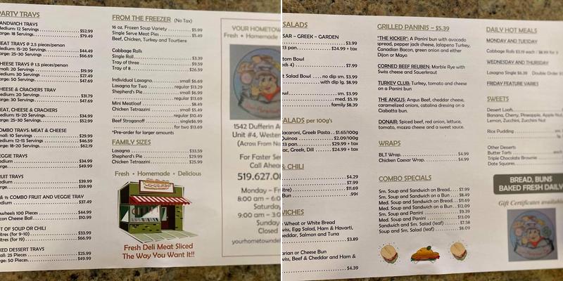 Your Hometown Deli Menu