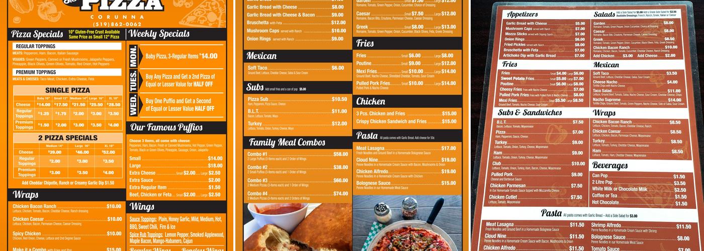 Sissio's Pizza Menu