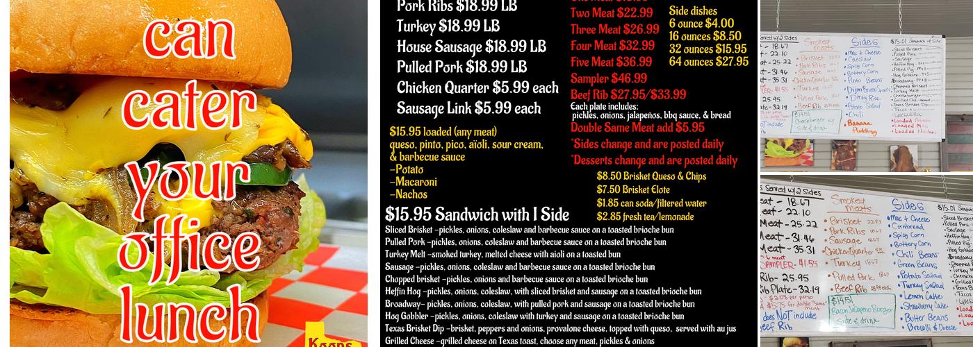 Koop's BBQ Kitchen Menu