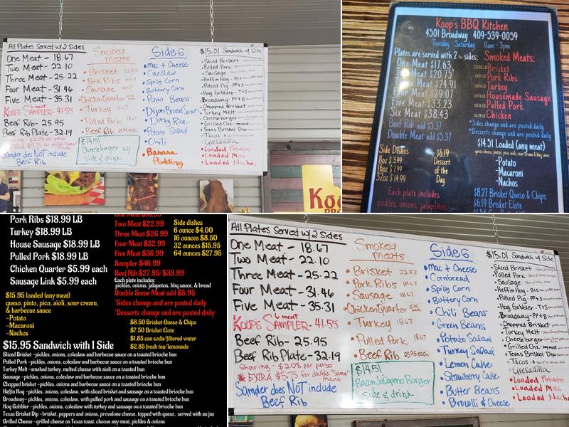 Koop's BBQ Kitchen Menu