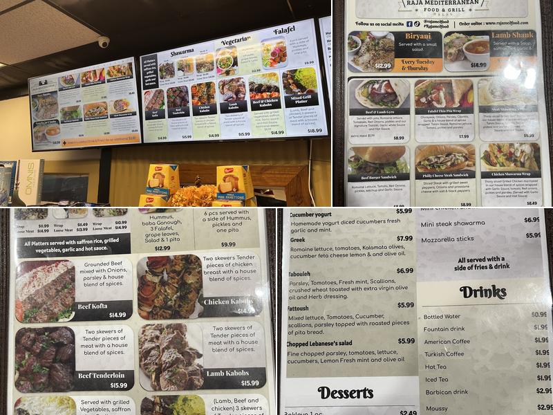 Raja Mediterranean Food & Sweets Menu