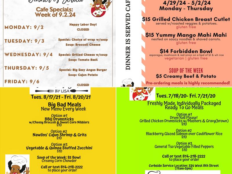 Dinner is Served Cafe Menu