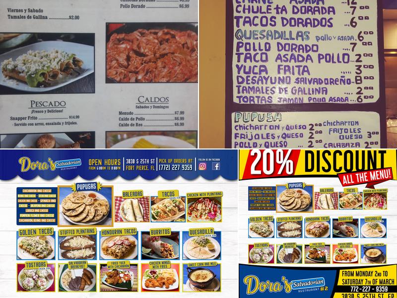 Dora’s salvadorian restaurant Menu