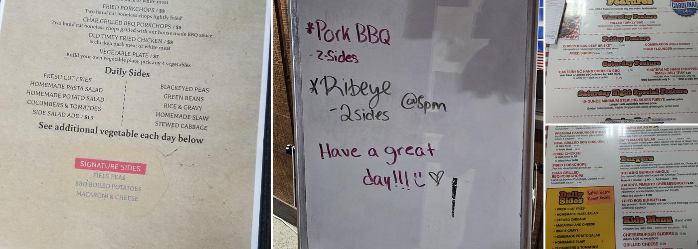 Aarons Restaurant Menu