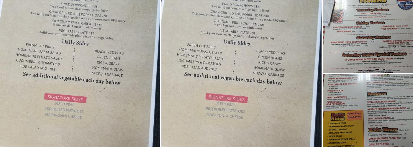 Aarons Restaurant Menu