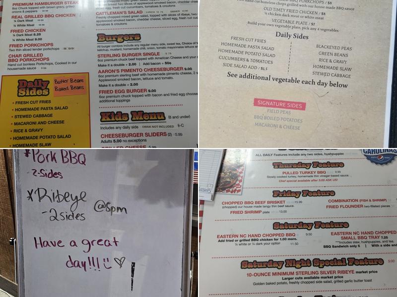 Aarons Restaurant Menu