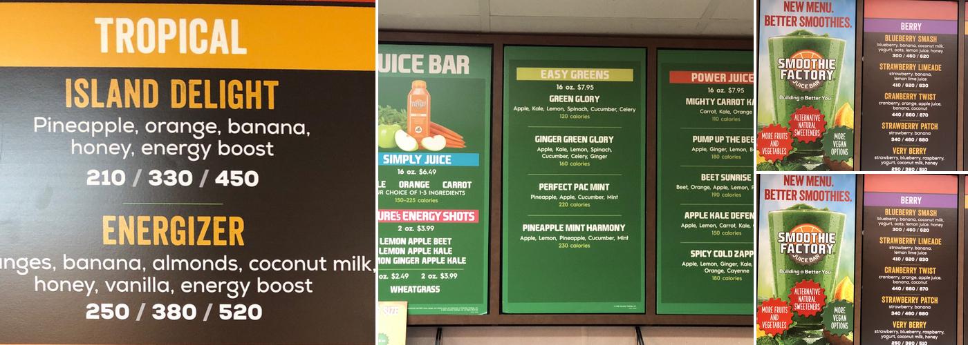Smoothie Factory Menu