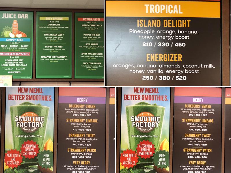 Smoothie Factory Menu