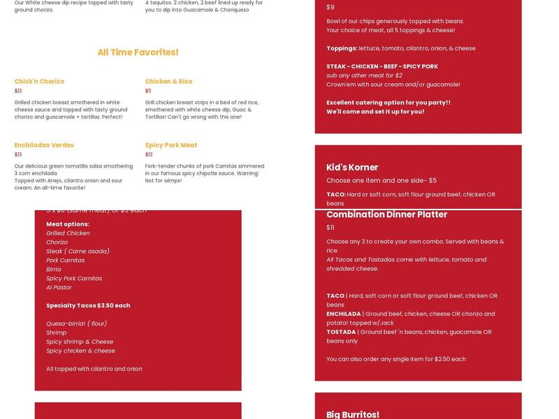 La Flama on Wheels Menu