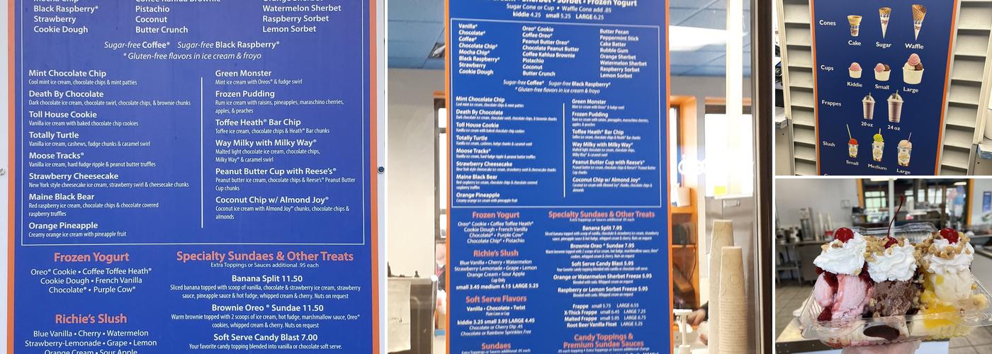 Breakers Ice Cream Menu