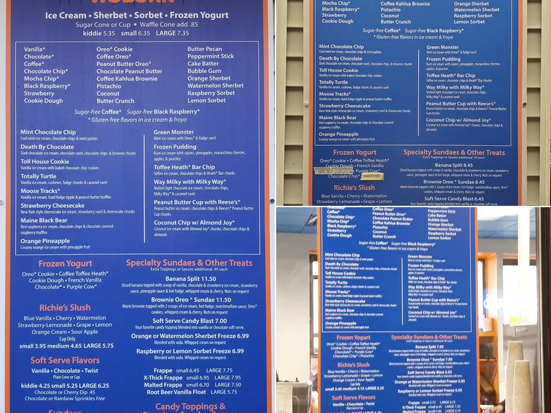 Breakers Ice Cream Menu