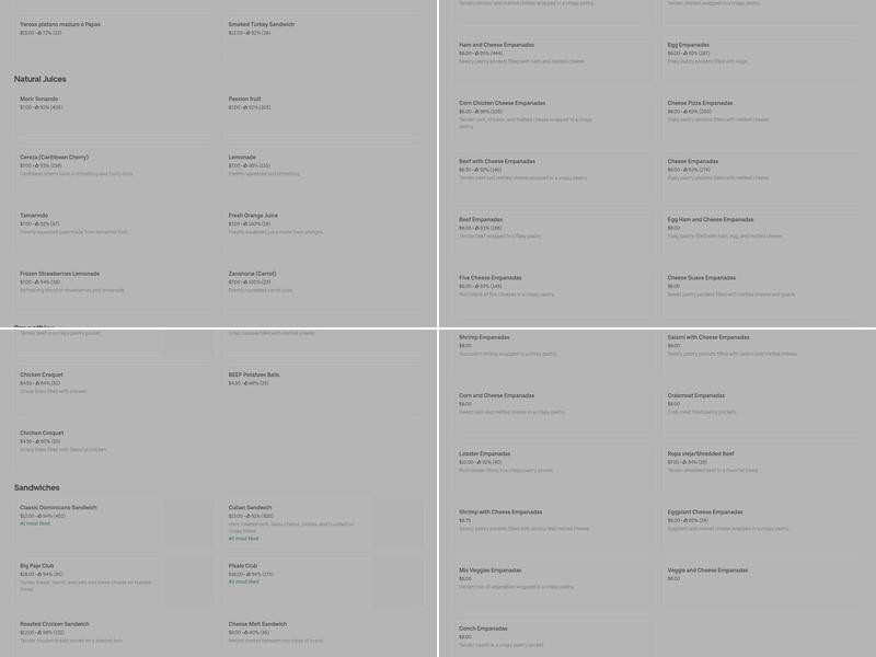 Pastelitos Place Menu