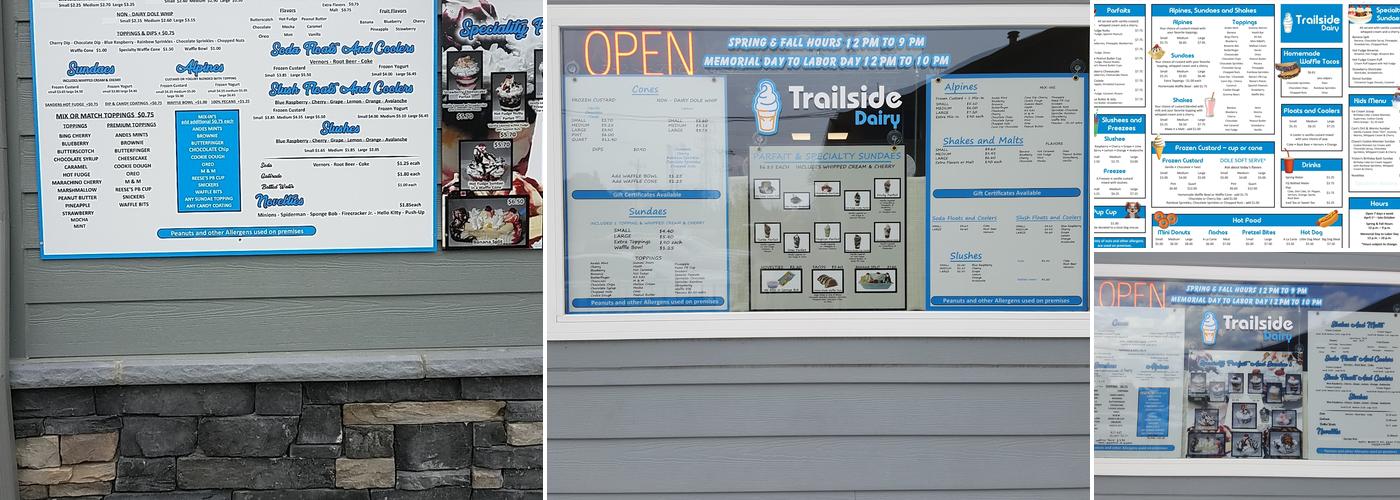 Trailside Dairy Menu