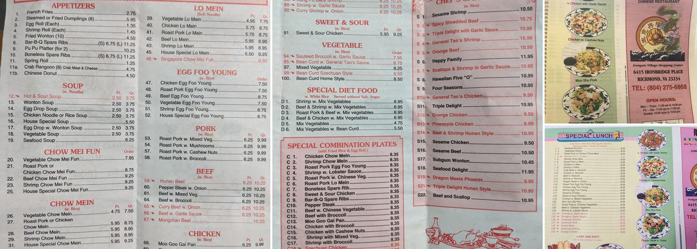 Lung wah Menu
