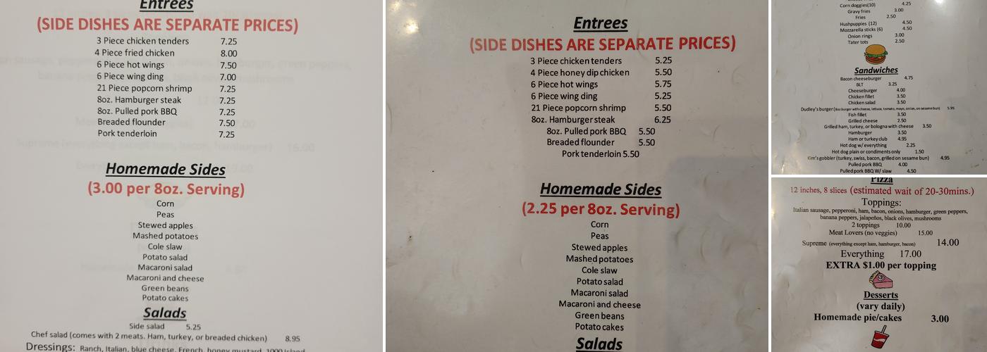 BG's 2 Menu
