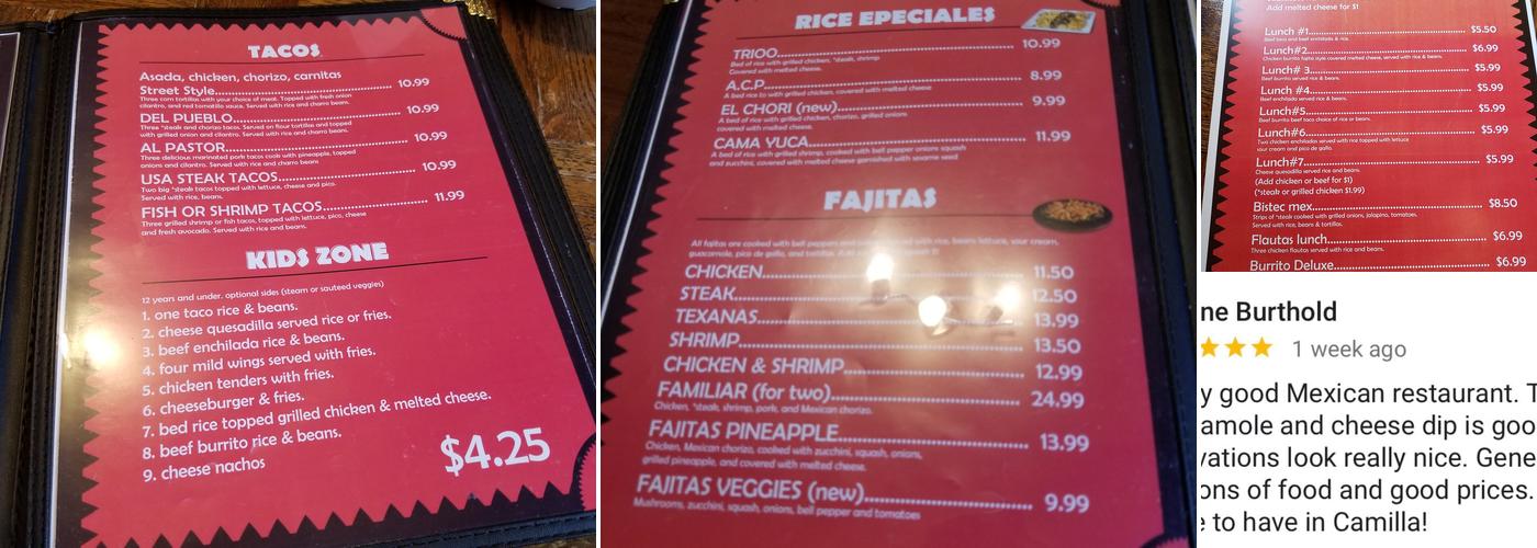 MamaRitas Mexican Restaurant & Bar Menu