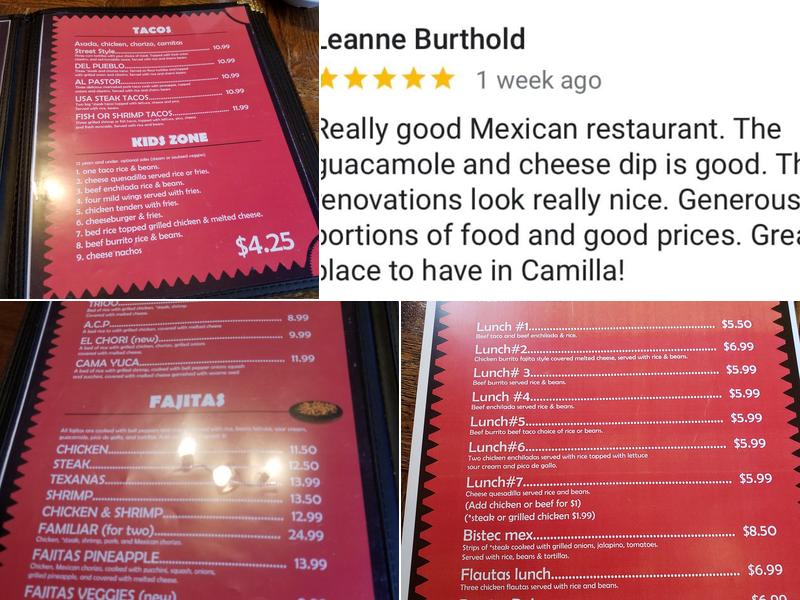 MamaRitas Mexican Restaurant & Bar Menu