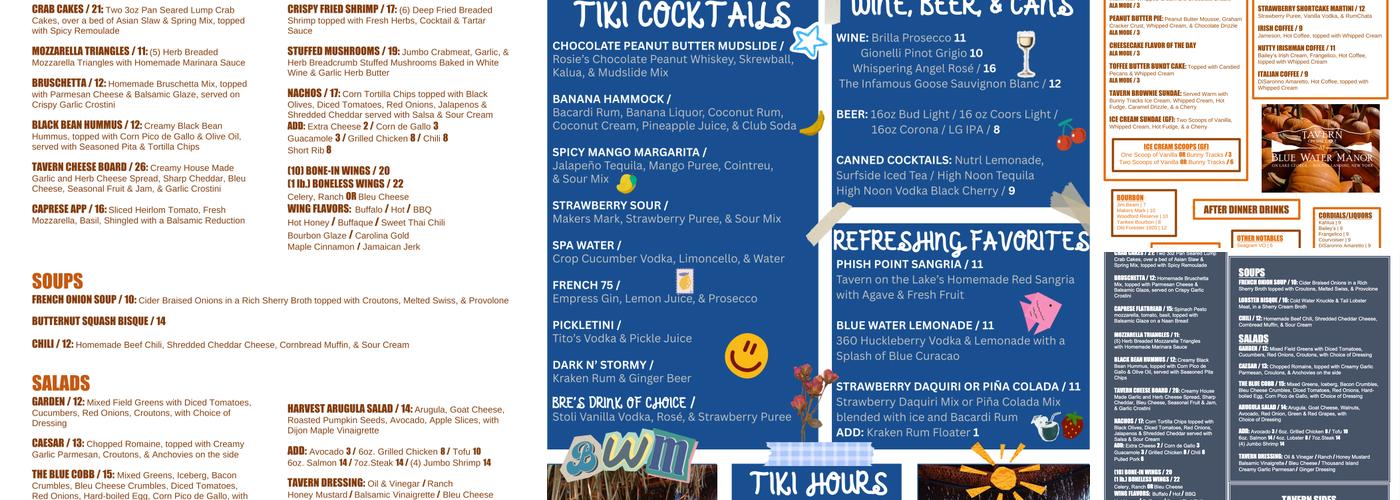 Tavern on the Lake Menu