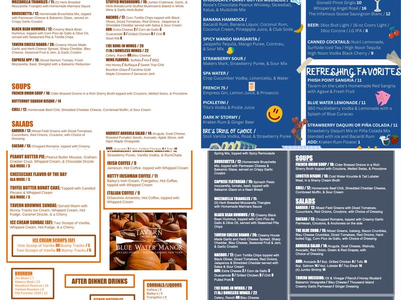 Tavern on the Lake Menu
