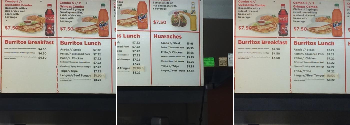Taqueria Menu