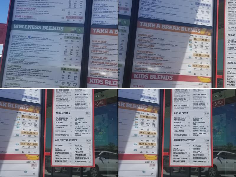 Smoothie King Menu