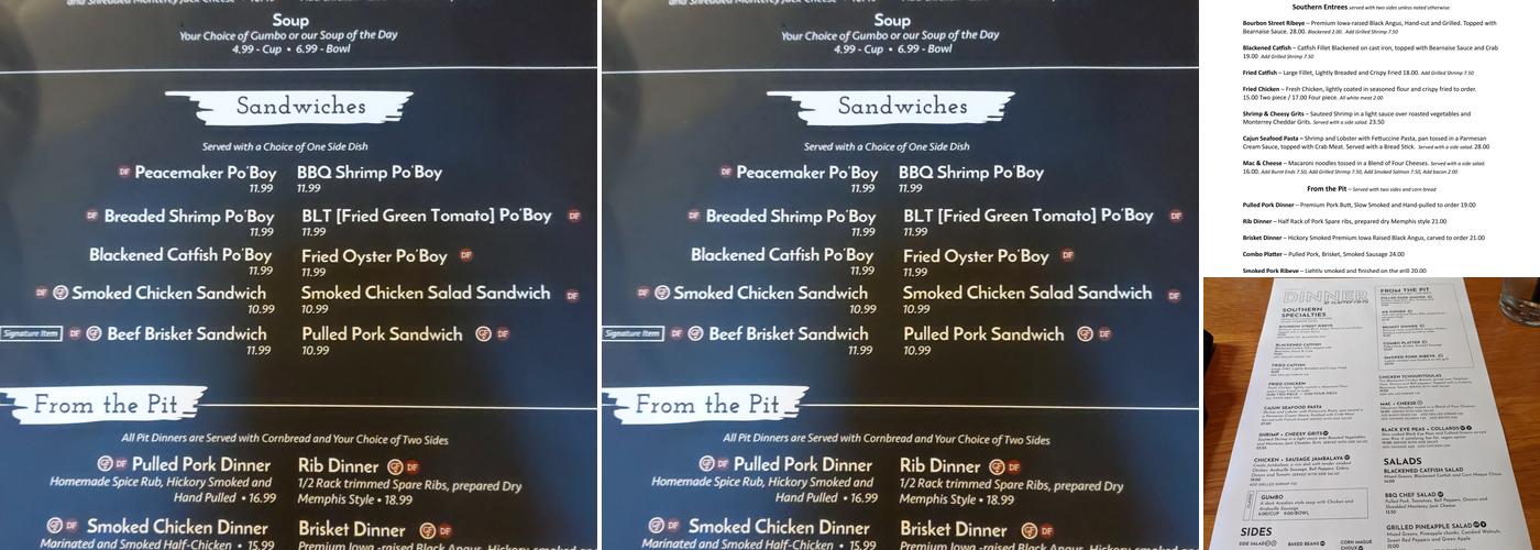 Potter's Mill Menu