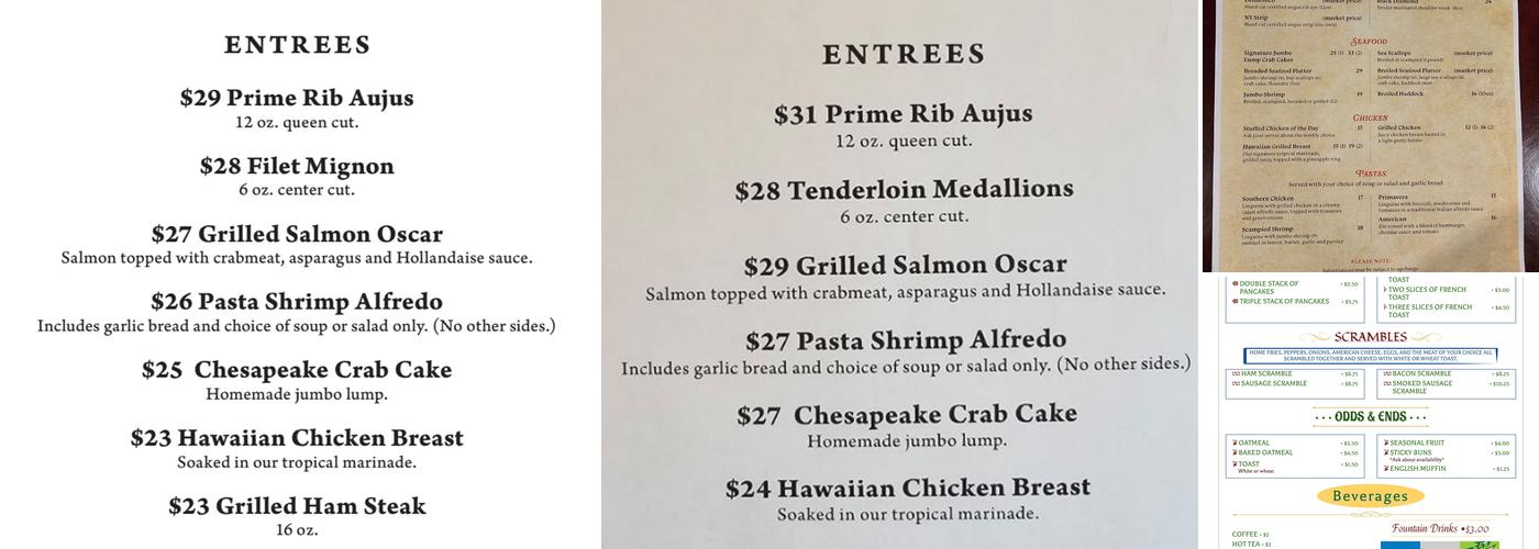 National Hotel Pillow Menu