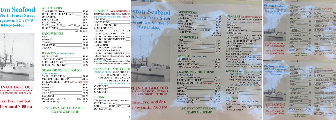 POSTONS SEAFOOD Menu