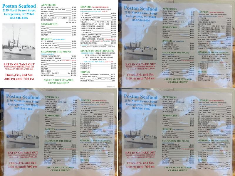 POSTONS SEAFOOD Menu