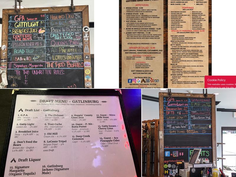 Gatlinburg Brewing Company Menu
