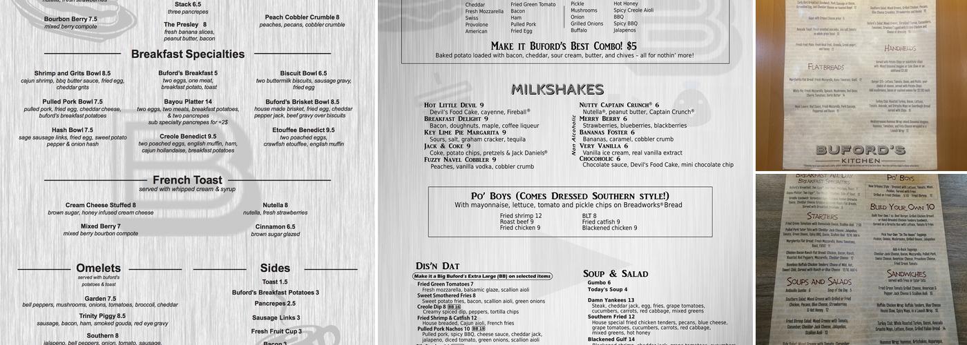 Buford's Kitchen Menu