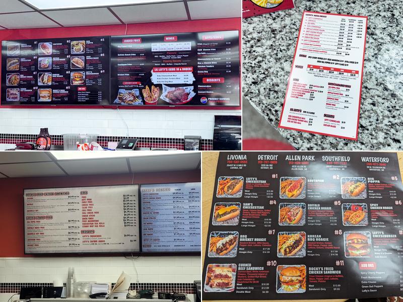 Lefty's Cheesesteaks, Burgers, & Wings Menu