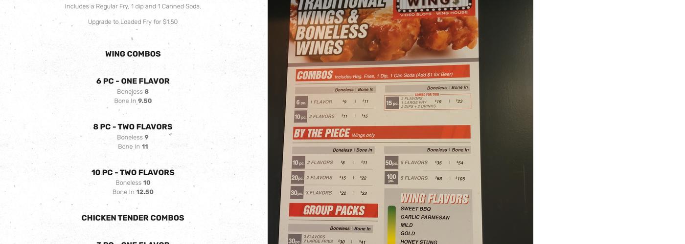 Vegas Wings Menu