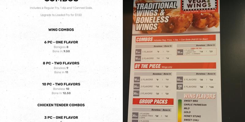 Vegas Wings Menu