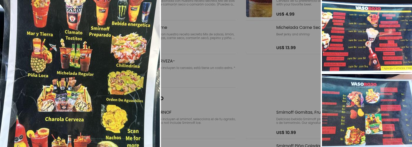 El Vaso Rojo Micheladas Menu