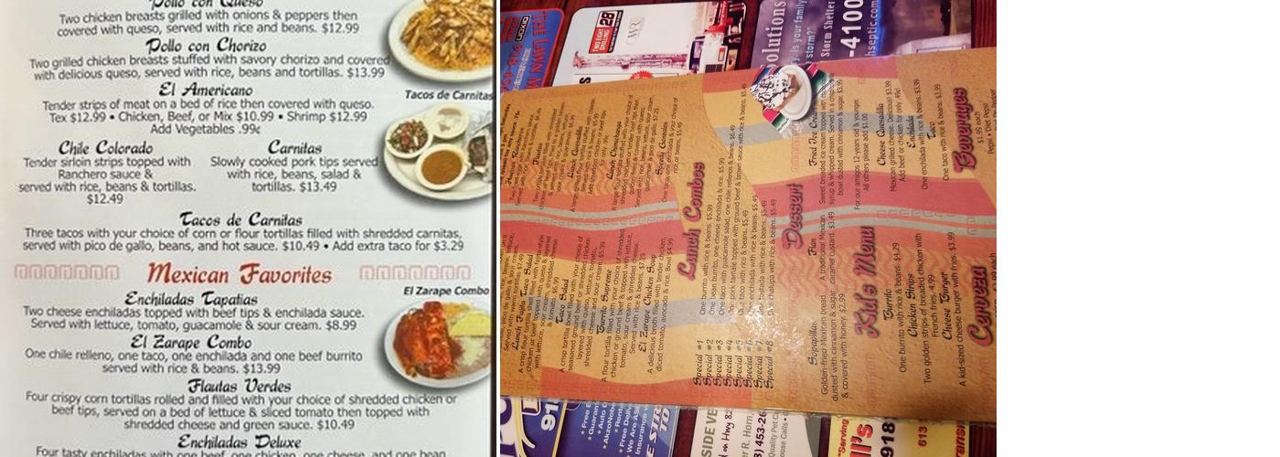 El Zarape Menu