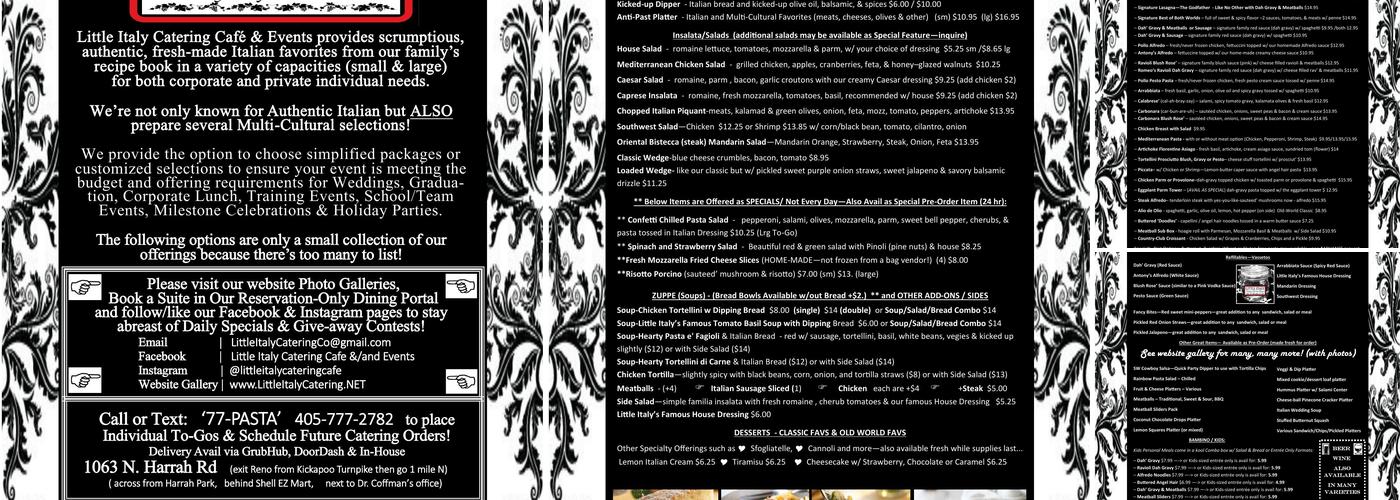 LITTLE ITALY Catering & Pop Up Restaurant Menu