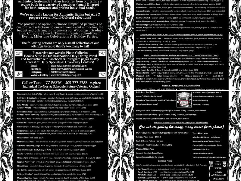 LITTLE ITALY Catering & Pop Up Restaurant Menu