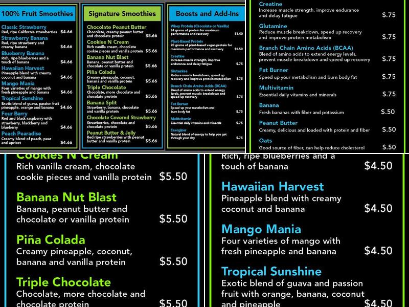 Boost Nutrition Menu