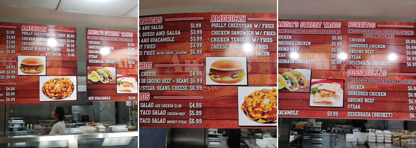 Anisa's Kitchen Menu