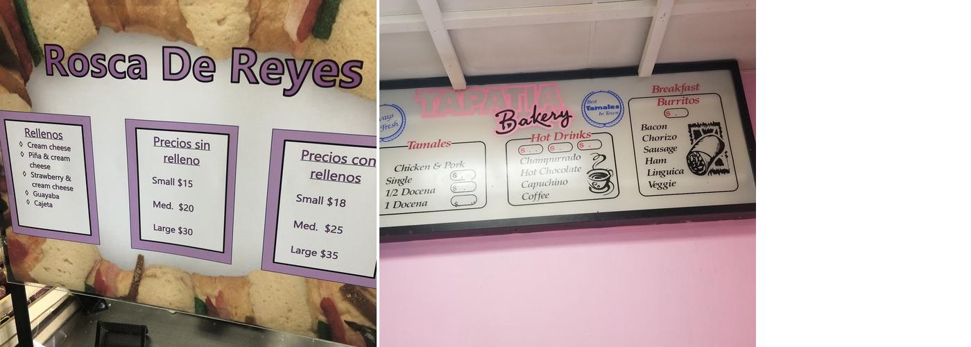 Panaderia Y Taqueria La Tapatia Menu