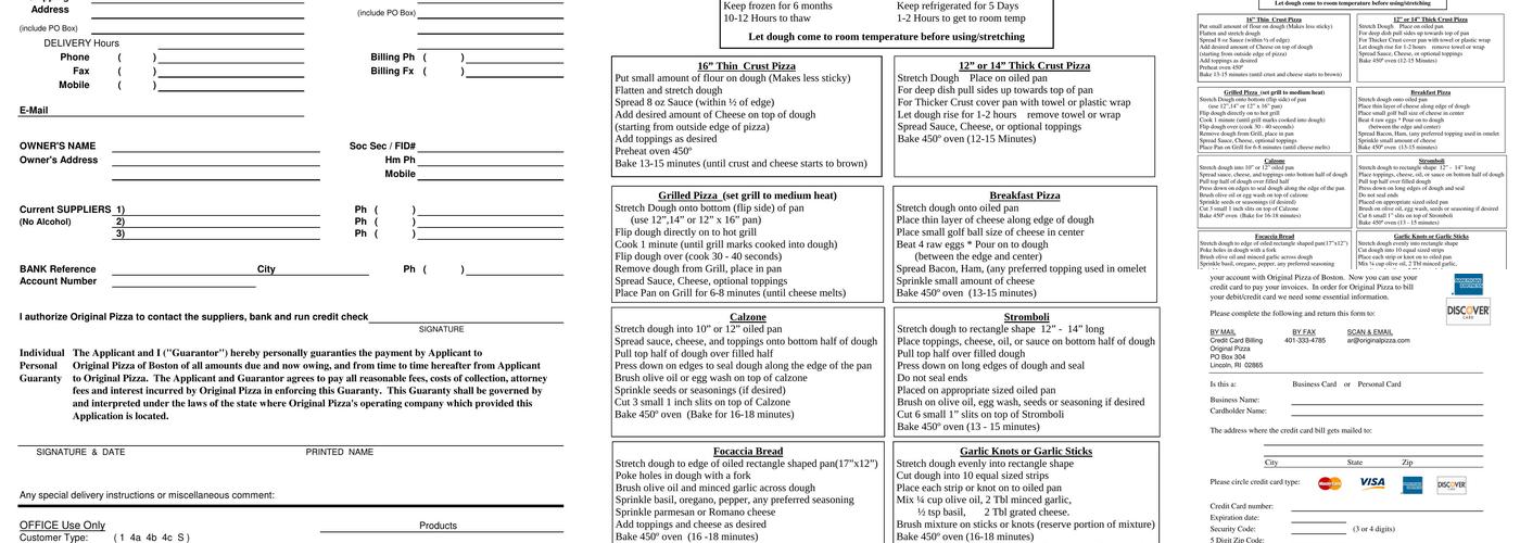 Original Pizza of Boston Menu