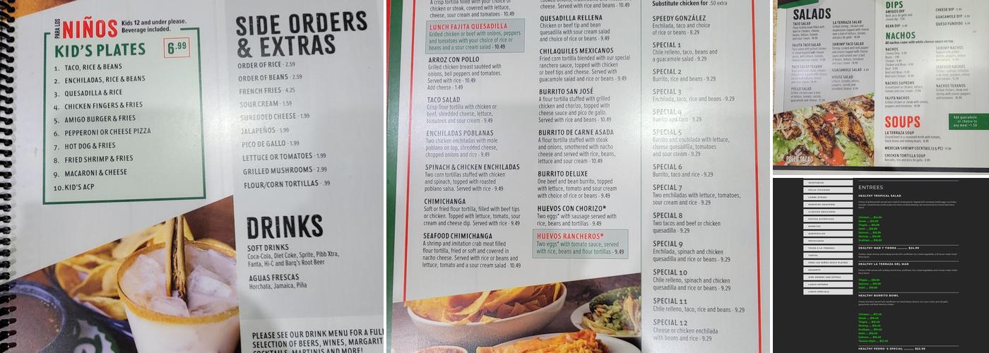 La Terraza Mexican Grill Menu