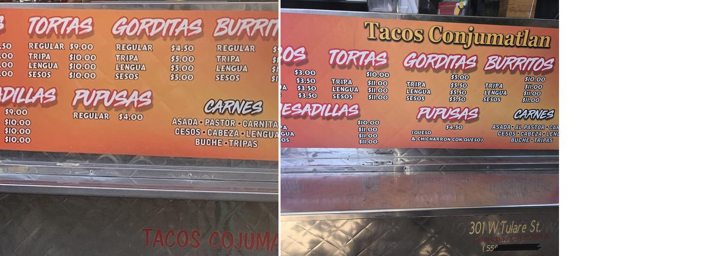 Tacos Cojumatlan Menu