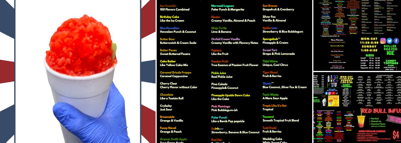 Roller Shaved Ice Menu