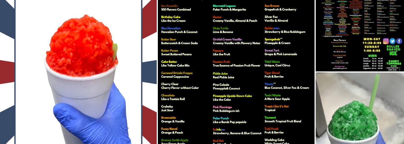 Roller Shaved Ice Menu