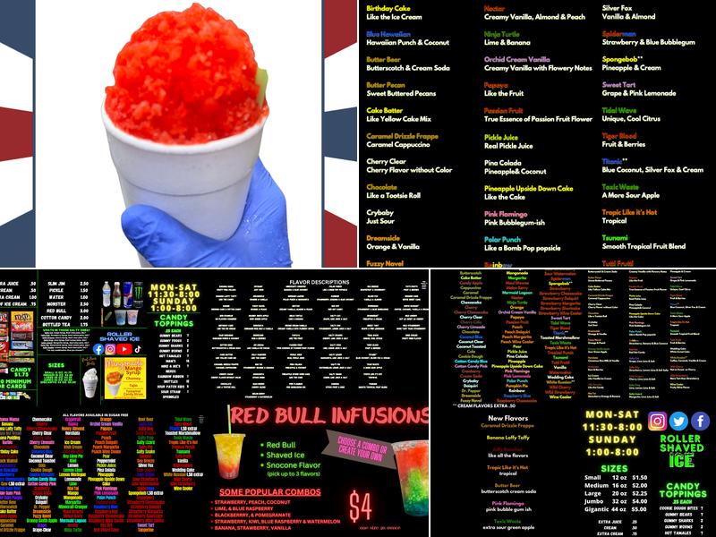 Roller Shaved Ice Menu