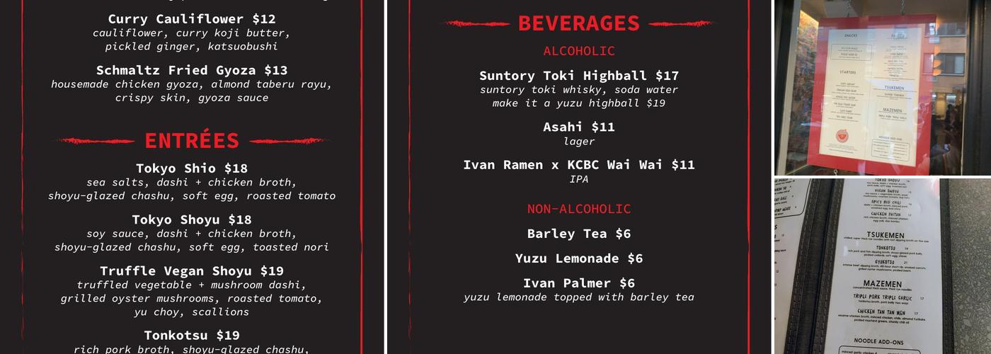 Ivan Ramen Menu