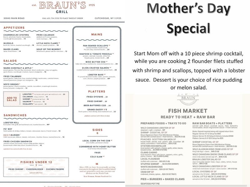 Braun Seafood Co. Menu